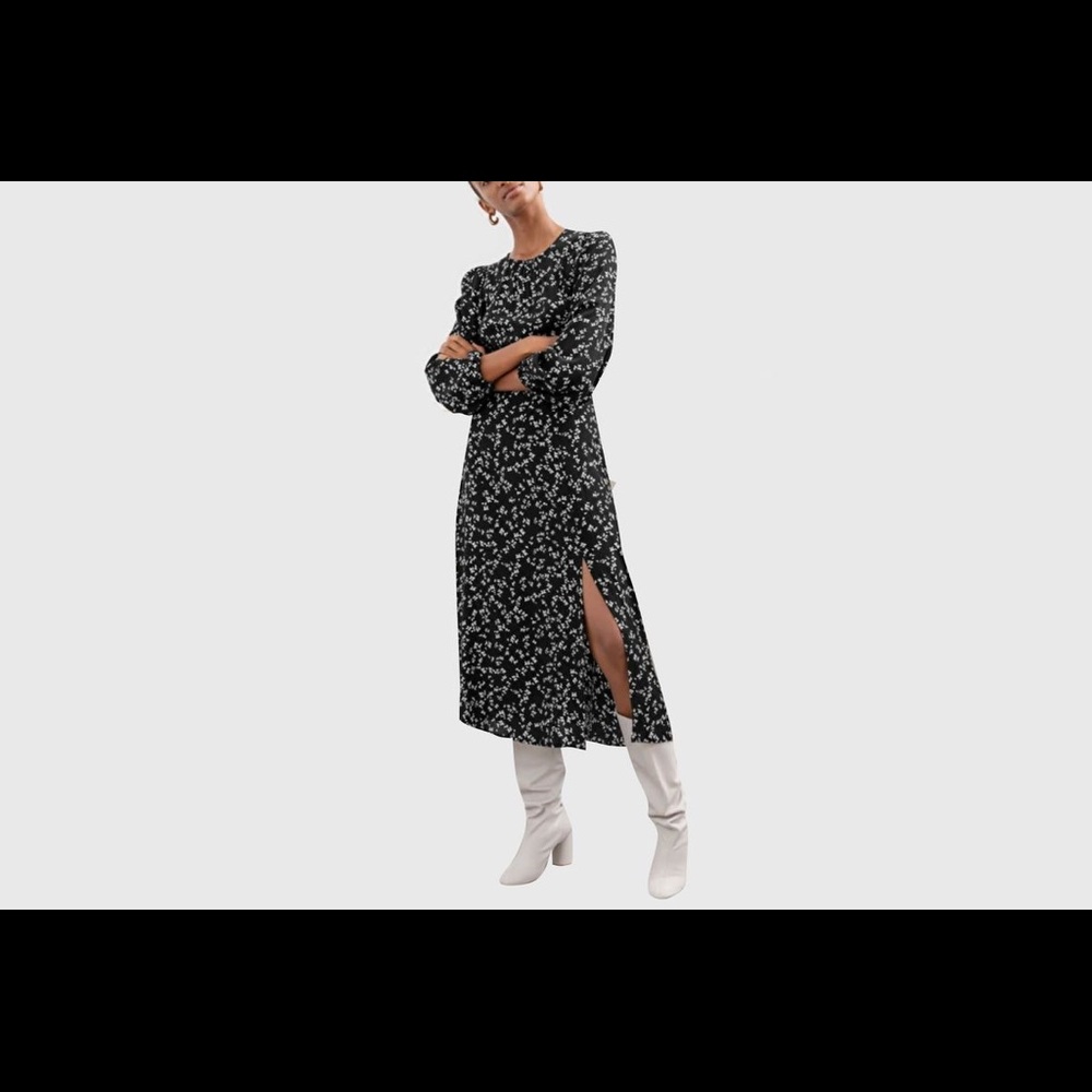 & Other Stories Floral Long Sleeve MIDI Dress